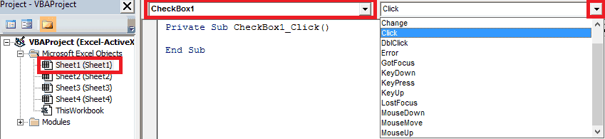 ActiveX Checkbox Events