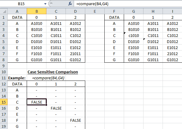 Excel Compare UDF Case Sensitive