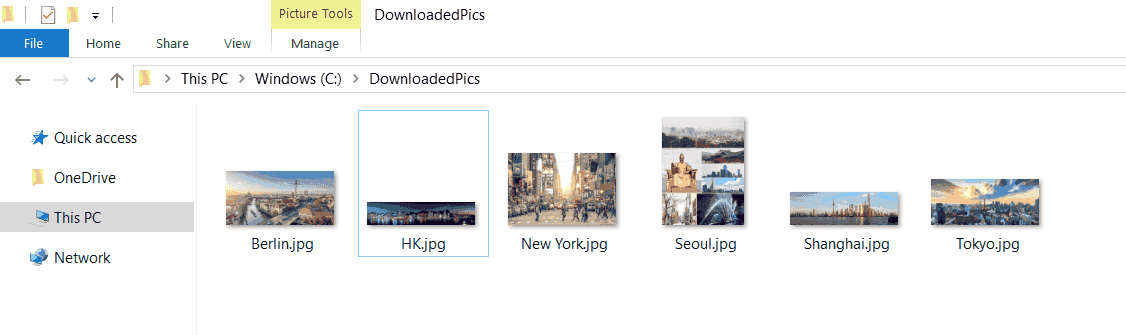Downloaded six cities pictures using VBA