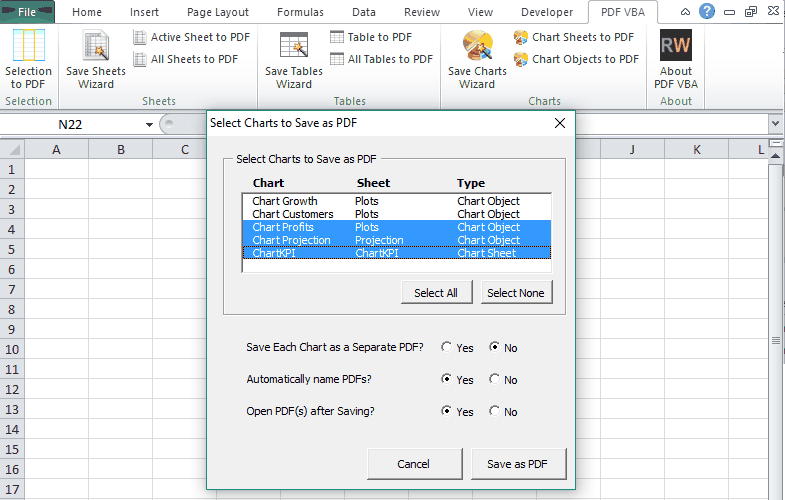 Charts to PDF in PDF VBA