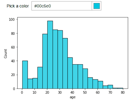 change color of seaborn plot with ipywidgets color picker