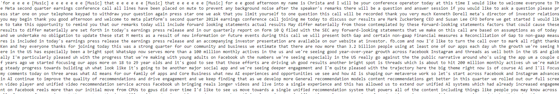 youtube earnings call transcription