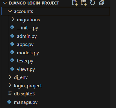 django accounts app folder