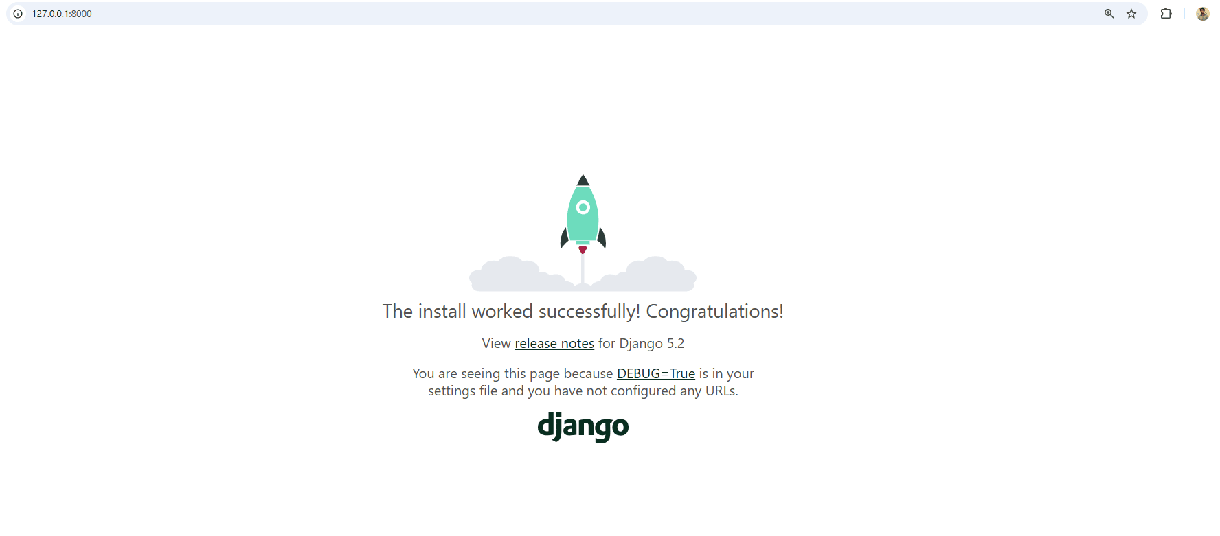 django installation welcome page