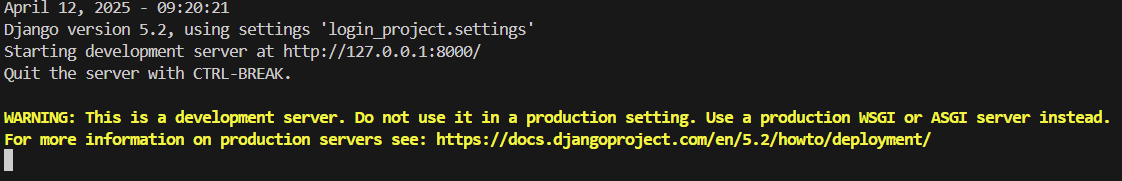 django server start message