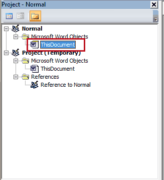 VBA Word Normal Objects Project