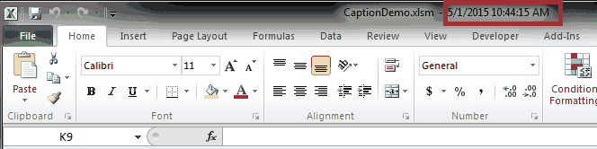 title bar in excel