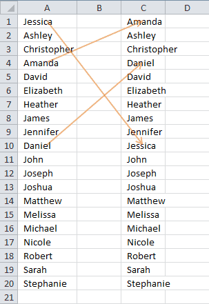 Automatically Draw Arrows To Compare Lists with VBA