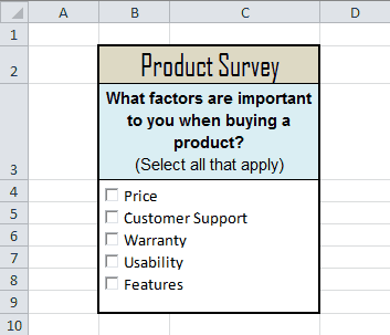 Excel Survey Form