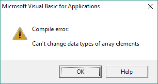 ReDim Cannot Change VBA Array Data Type