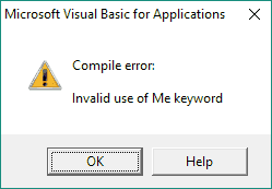 Invalid use of Me keyword