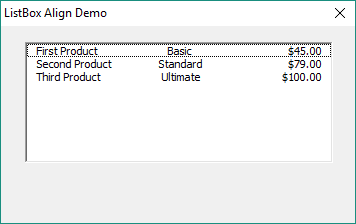 VBA UserForm ListBox with Each Column Aligned Differently