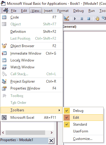 VBA Edit Toolbar