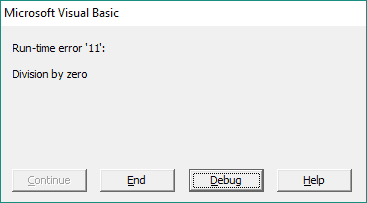 Run-time Error 11 VBA