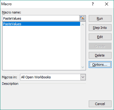 VBA Macro Options