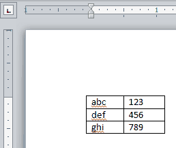 Word Document Table