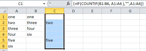 Compare two lists with Excel Formula