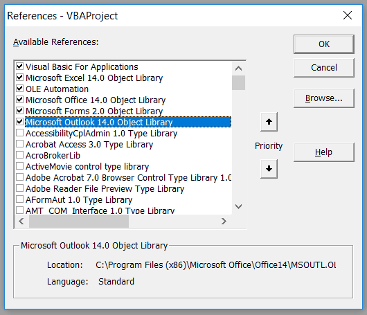 References Window with Needed References