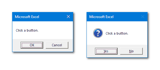 VBA MsgBox with Default Buttons