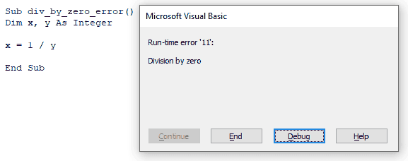 Runtime error message box