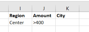 AdvancedFilter Criteria Range with Region, Amount and City