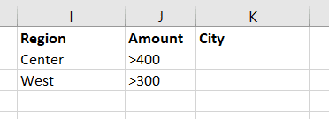 AdvancedFilter Criteria Range with Two Regions, Amounts and Cities