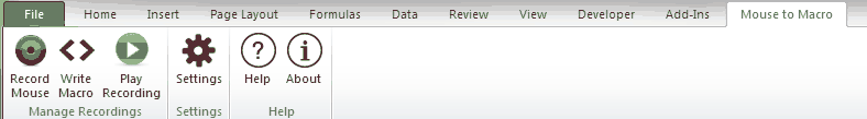Mouse To Macro Excel Add-In Ribbon