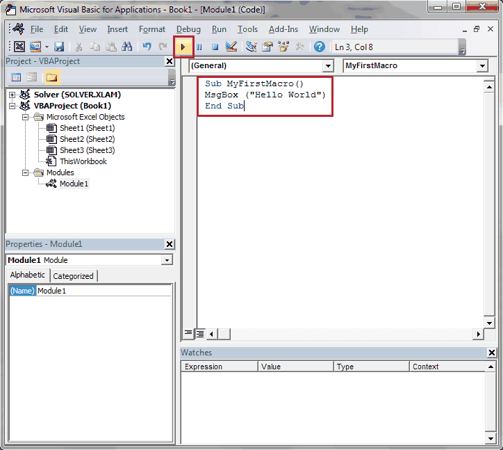 VBA run macro