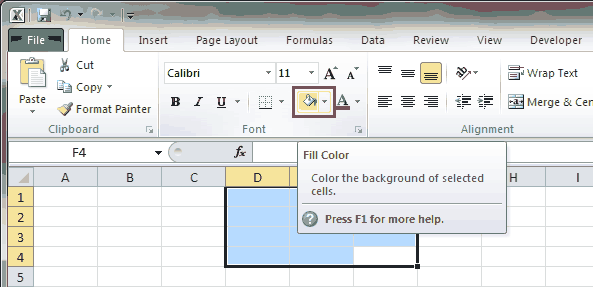 Excel Fill Color