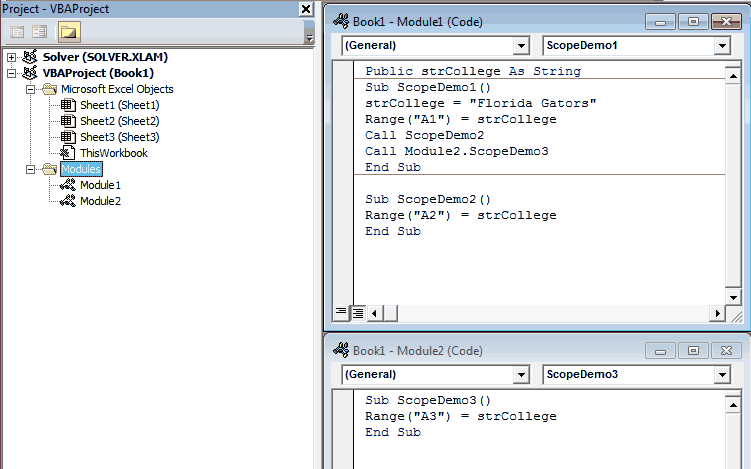 VBA Project Level Two Modules