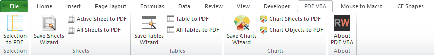 PDF VBA Excel Add-In Ribbon